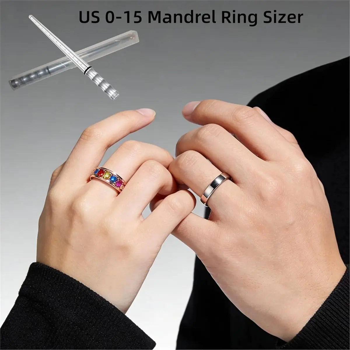 【AT48】 NEW Steel Ring Mandrel Pro Stainless Steel Solid Ring Mandrel US 0-15 Mandrel Ring Sizer with 1/4 Size Hammerable Mandrel