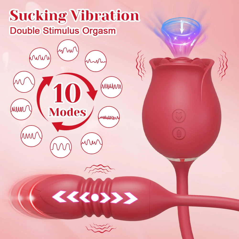 Sucking Clitoris Vibrator Female Masturbator Vacuum Nipple Stimulator Clit Sucker with Thrusting Vibrating Egg Sex Toy for Women