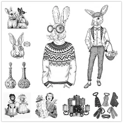 2025 New Arrivals Retro Easter Clear Stamps Girls Stamps Tie Child Bunny Lady Card Crafts No Metal Cutting Dies Scrapbooking