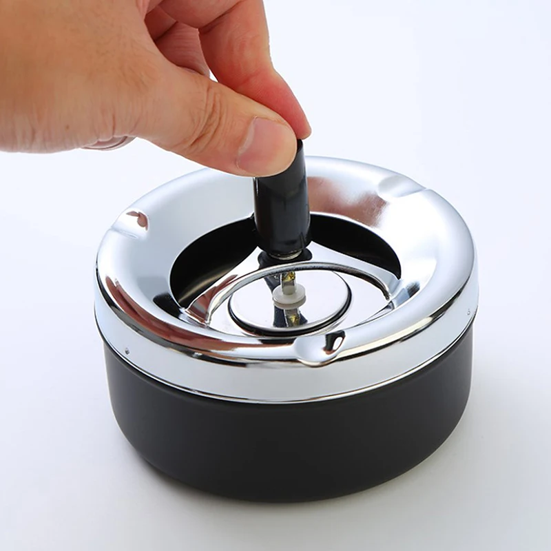 

Stainless Steel Spinning Plain Ashtray C Igarette Ash Tray Press Rotating Lid C Igarette Ashtray