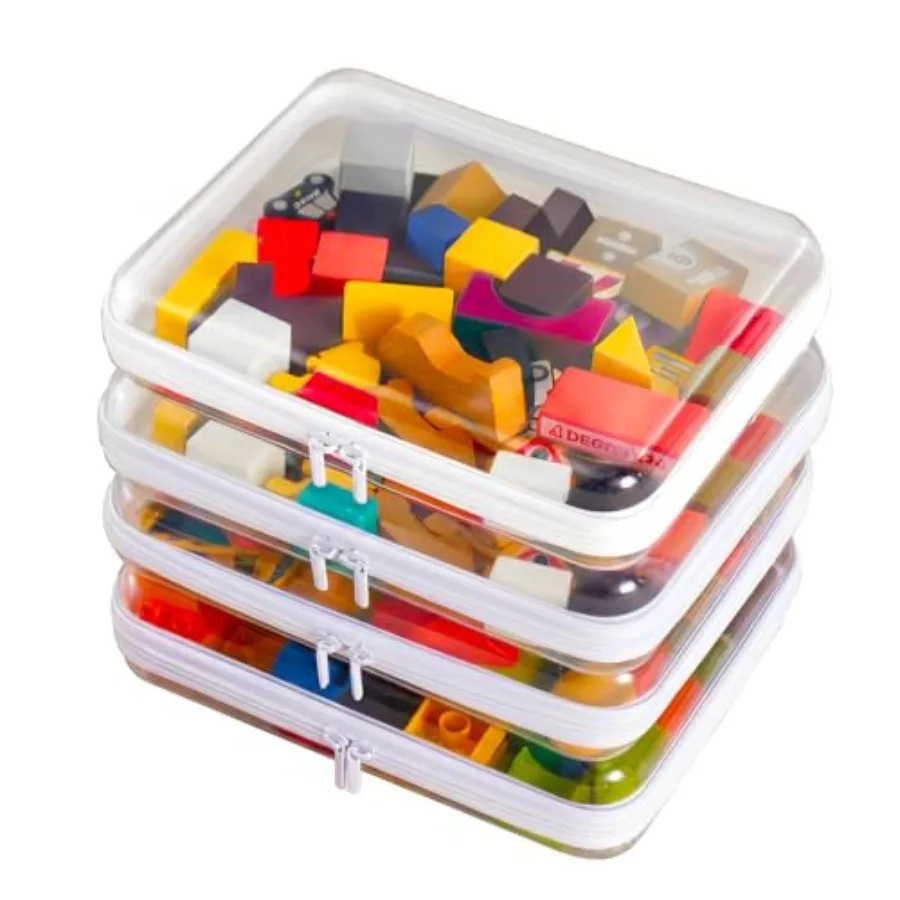 

4PCS Large Clear Hard Shell Zipper Case, Makeup Organizer and Toy Storage Bag for Lego Bricks, Diaper Pouches, Cosmetic Bags, T