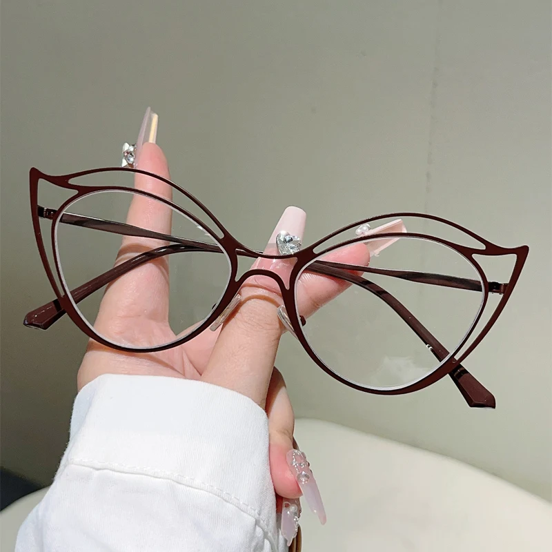 GM LUMIAS Höhlte Rand Cat Eye Brille Frauen Chic Blau Licht Blockieren Brillen Trendy Luxus Marke Design Dekor Optische Rahmen