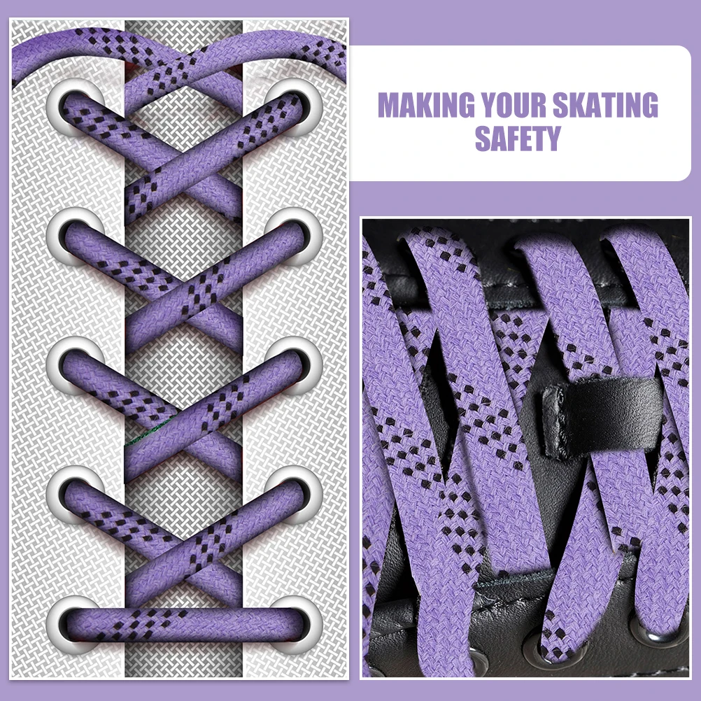 

2 Pairs Wax Hockey Laces Stylish Flat for Ice Skates Roller Skates Sports Shoes Lasting