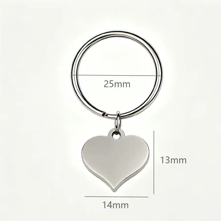 Fnixtar 10pcs Stainless Steel Heart Love Pendant Keychain Lover Friend Bag Key Holder Accessories Wholesale