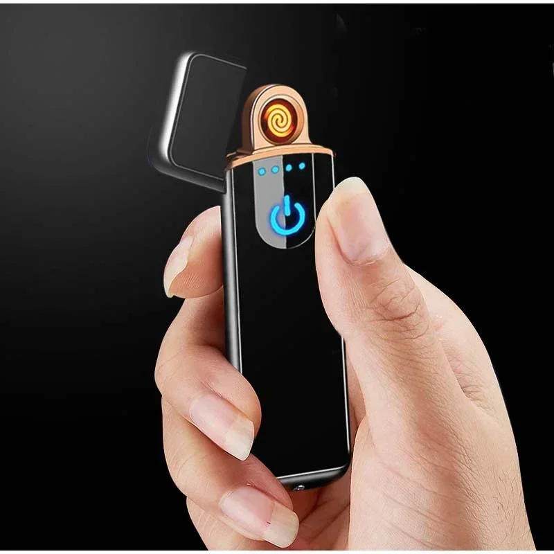 Slim USB Electric Lighter ，Rechargeable Touch Windproof Cigarette Accessories Electric Lighter ，Portable Cigarette Lighter