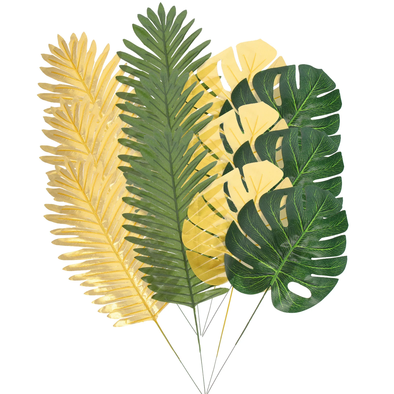 12Pcs Artificial Leaves Decoration Lifelike Fake Tropical Monstera Coconut Leaf Photo Prop Party Home Decor Foliage