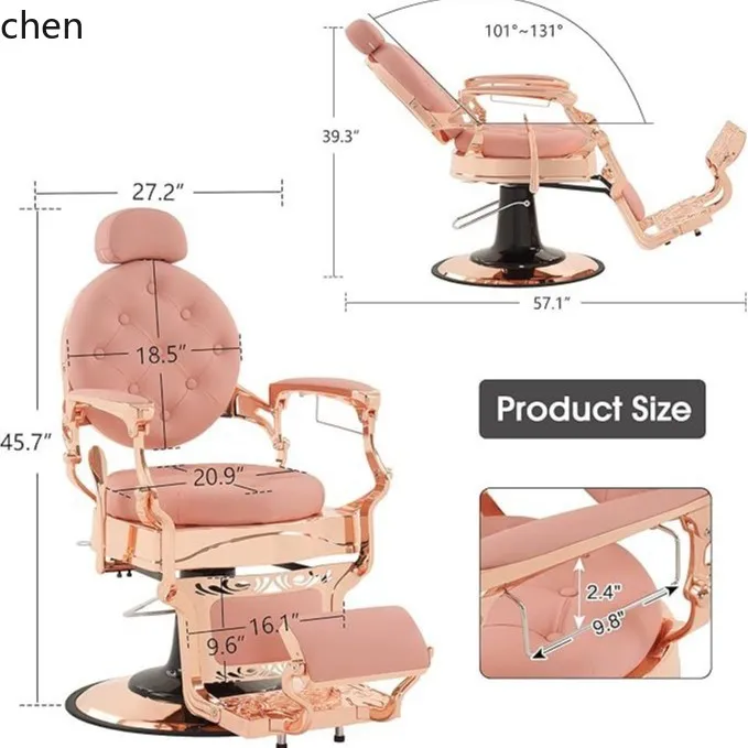 YFY  Hairdressing  Pink Retro Barber  Multi-purpose Hydraulic Inclined  Salon Beauty Spa  Grooming