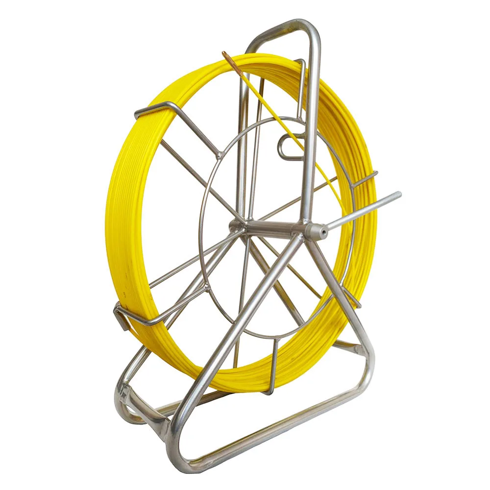 

6MM 60M Fiberglass Duct Rodder Fish Tape Continuous Reel Wire Cable Running Puller Rod With Accessoey Bag
