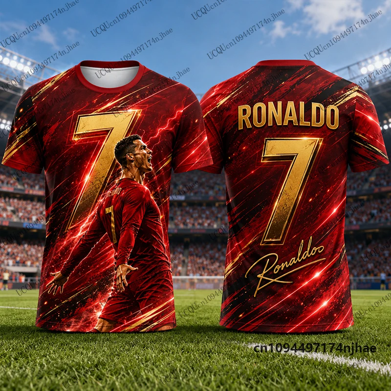 Neuer Spezial-Ronaldo # 7 bedruckte Fußballtrikots für Herren, Sommer-T-Shirt, atmungsaktiv, schnell trocknend, Sport-T-Shirts, lässige Oberteile für Kinder/Erwachsene – Detail 8