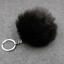 Artificial Fur Ball Keychain Pompom Fur Keychains On The Bag Cute Fluffy Faux Pompon Pendant Accessories