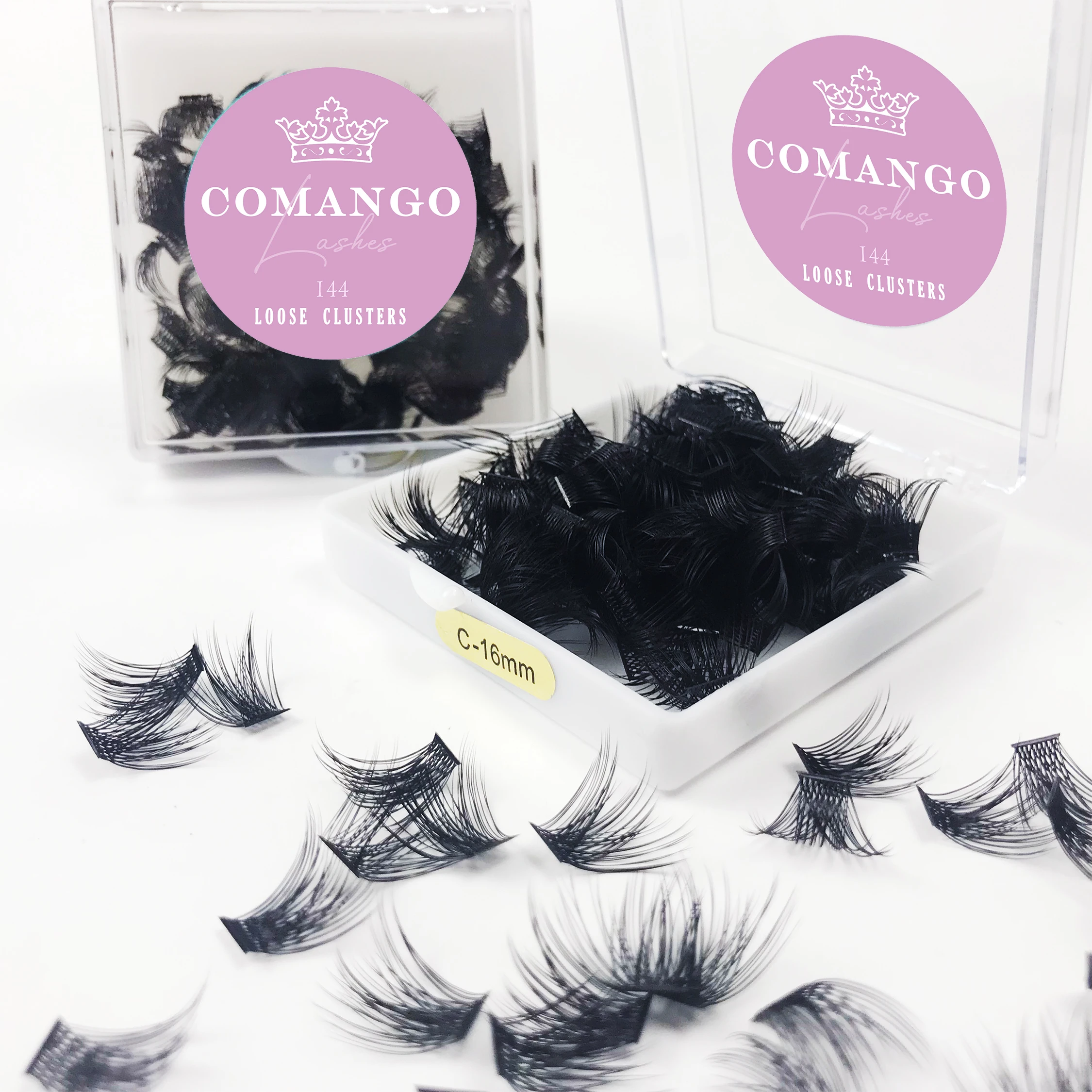 CoMango Loose Lash Clusters 144Pcs C/D Curl 10/12/14/16/18mm Wispy Lash Clusters DIY Eyelash Extensions At Home