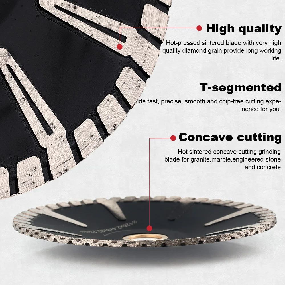 125 Mm Panas Sintered Concave Cutting Blade untuk Grinding Granit, Marmer, Batu dan Beton