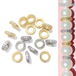 20pcs 8mm 10mm Micro Pave Big Hole Wheel Spacer Beads for Women Bracelet Necklaces Earring Necklaces DIY Waist Jewelry Accessory