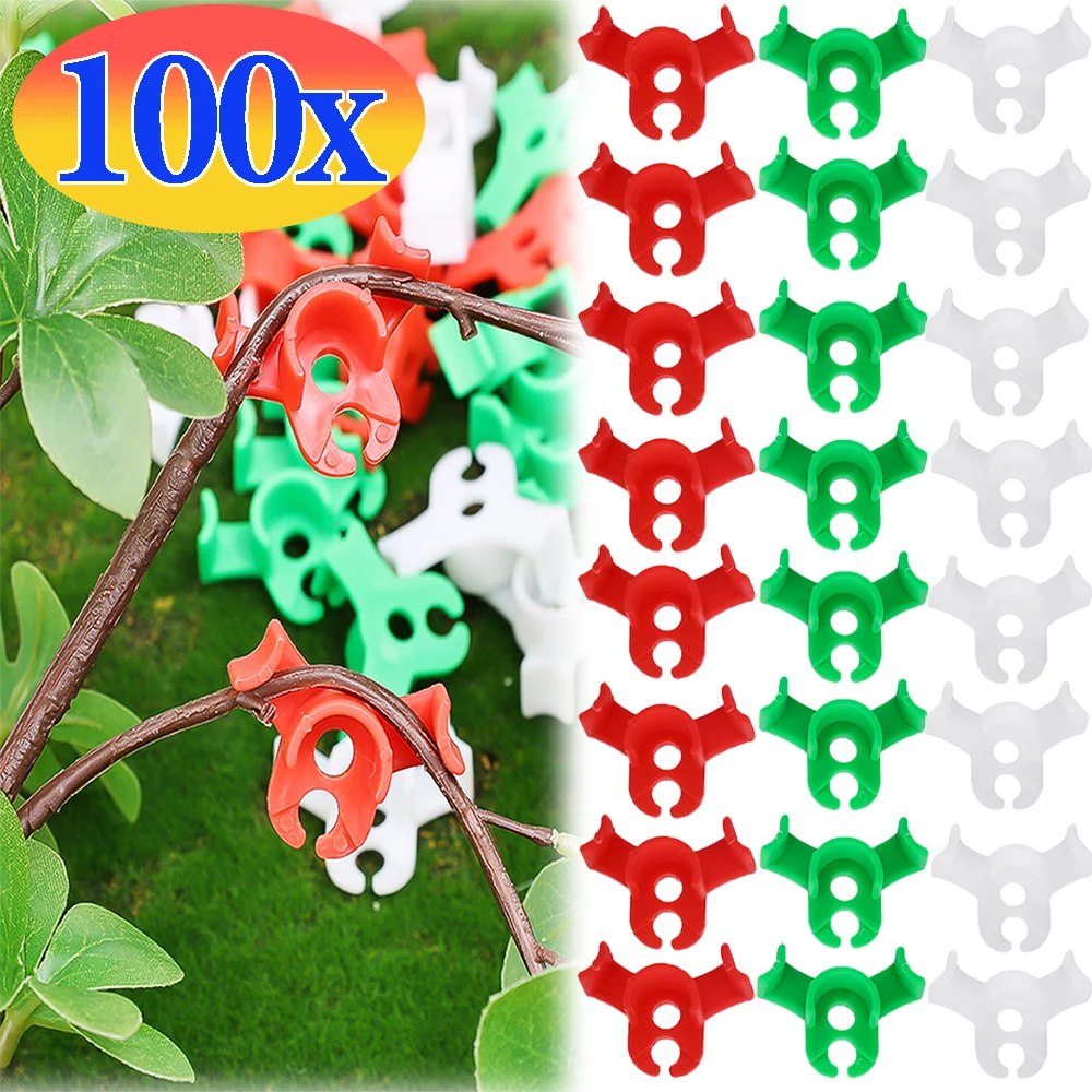 10/100PCS Plant Bending Support Clip Vine Flower Stem Low Pressure Training Device Reusable Plant Growth Fix Tool Garden Supply