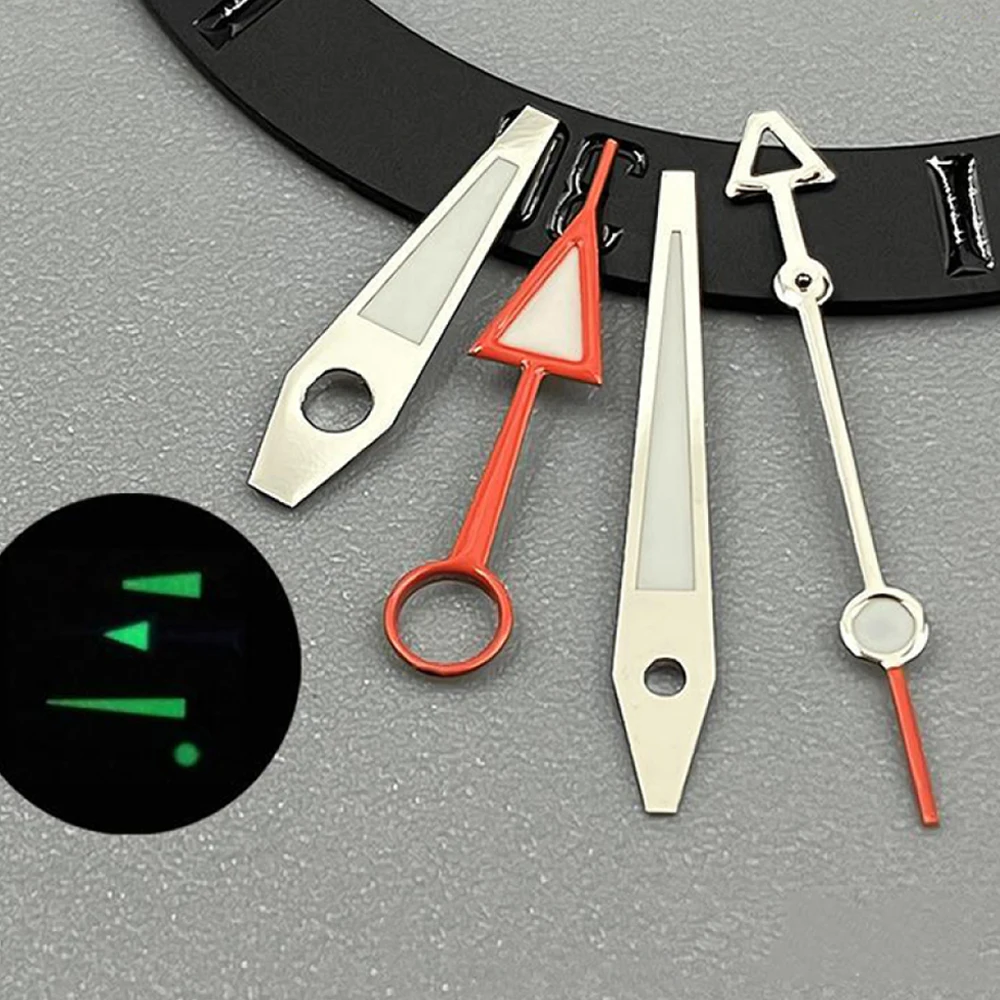 استبدال مؤشرات إكسسوارات الساعة الرجالية، عقارب ساعة مضيئة باللون الأخضر لحركة NH34، عقارب GMT، عقارب NH34، إبر