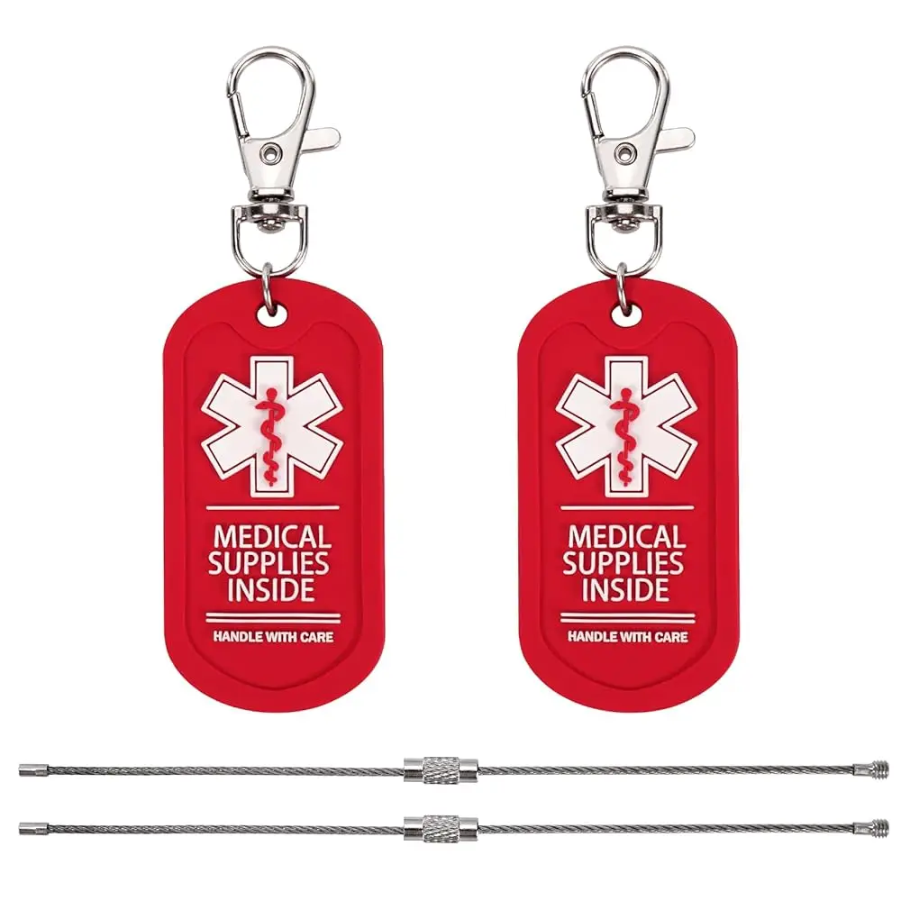 

2 Pack Medical Supplies Inside Tag, Handle with Care for Bags or Luggage Containing Medical Devices, Easy to Spot, Dual-Side