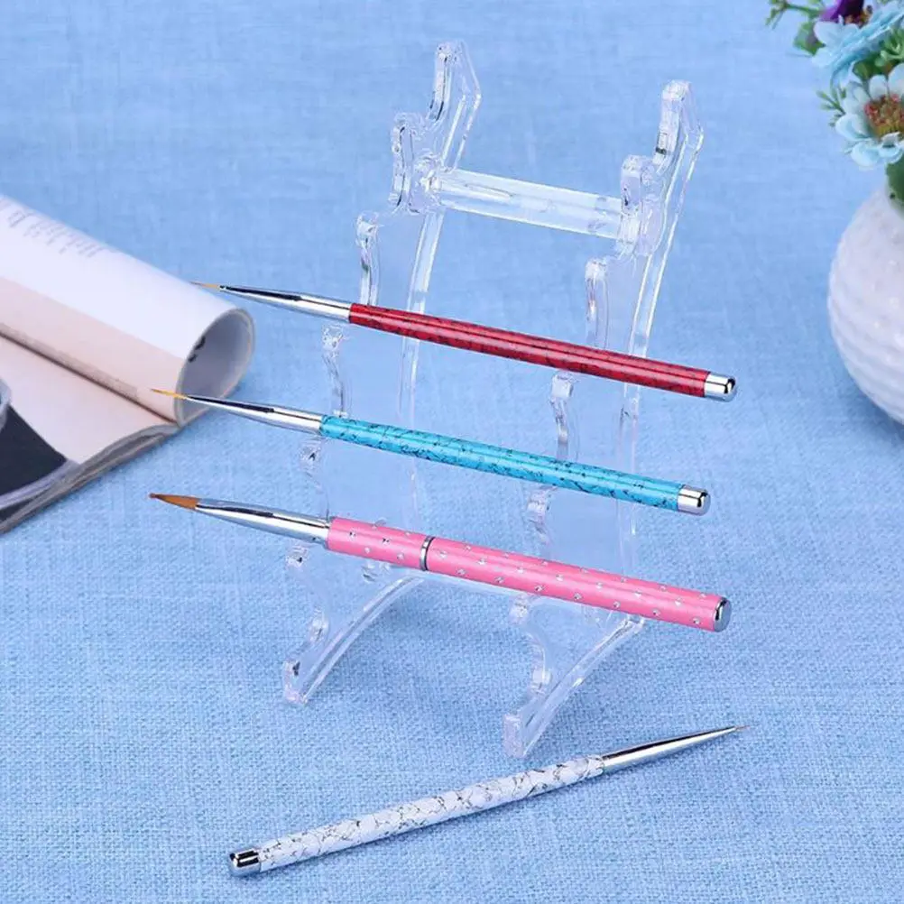 2Pcs Makeup Brush Holder Organizer Rack Plastic 6-Slots Horizontal Pen Display Stand Brush Drying Rack Paint Pen Holder