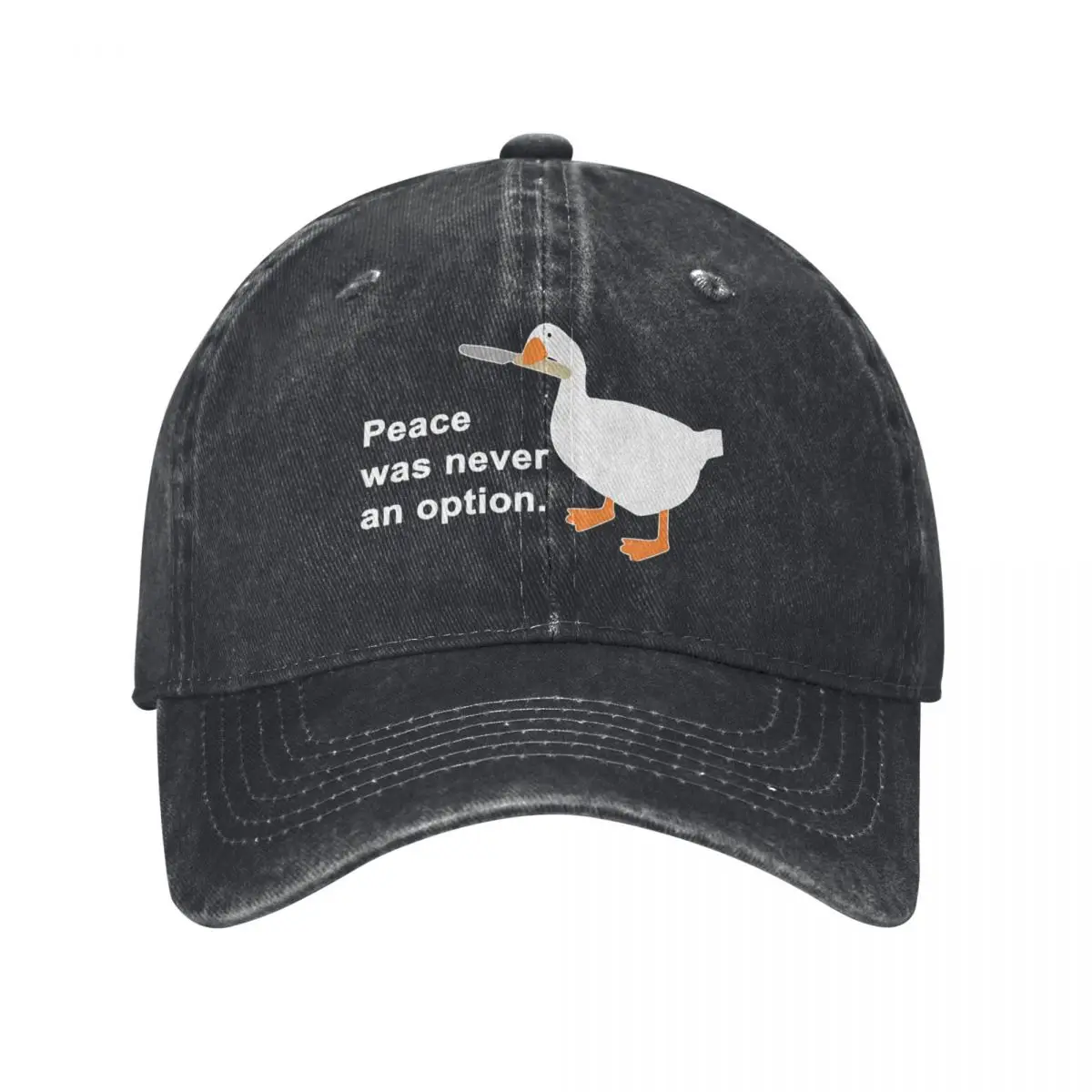 Peace Was Never An Option Meme Unisex Style Baseball Cap Cartoon Ducks Distressed Cotton Hats Cap Outdoor Running Golf Sun Cap