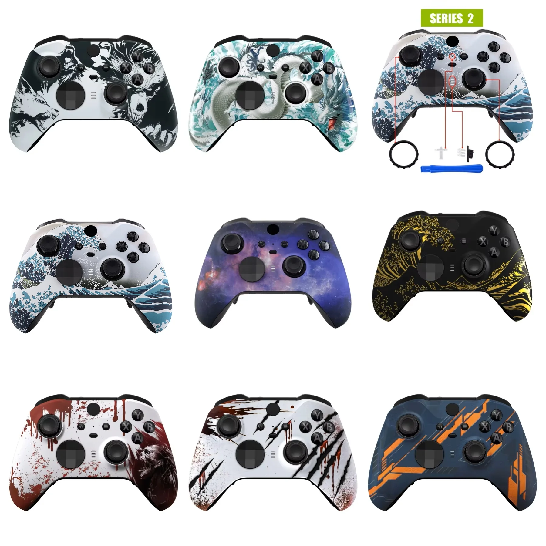 eXtremeRate Front Housing Shell for Xbox One Elite Series 2 Controller - Patterned Series