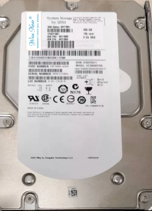

Для 49Y1861 49Y1865 49Y1864 450G 15K 6Gb SAS 3,5