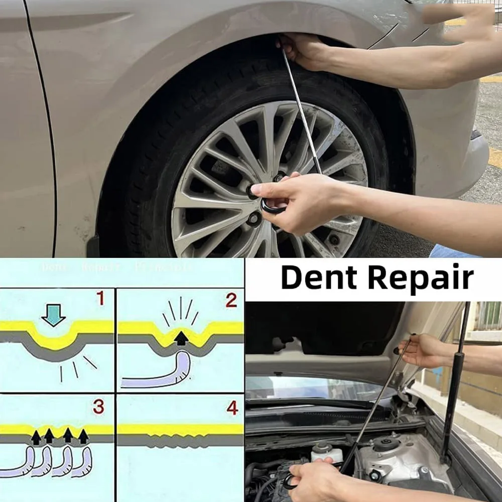 Ersatzhaken für Dellenreparatur am Auto, Edelstahl-Schiebestangen, Entfernungs-Hebelwerkzeug-Set für Karosseriedellen und Hagelschäden. – Detail 6