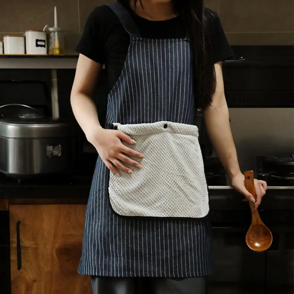 

Stain-resistant Kitchen Apron with Pocket And Removable Hand Towel Multifunctional Apron Cross-back Restaurant Cooking Pinafore