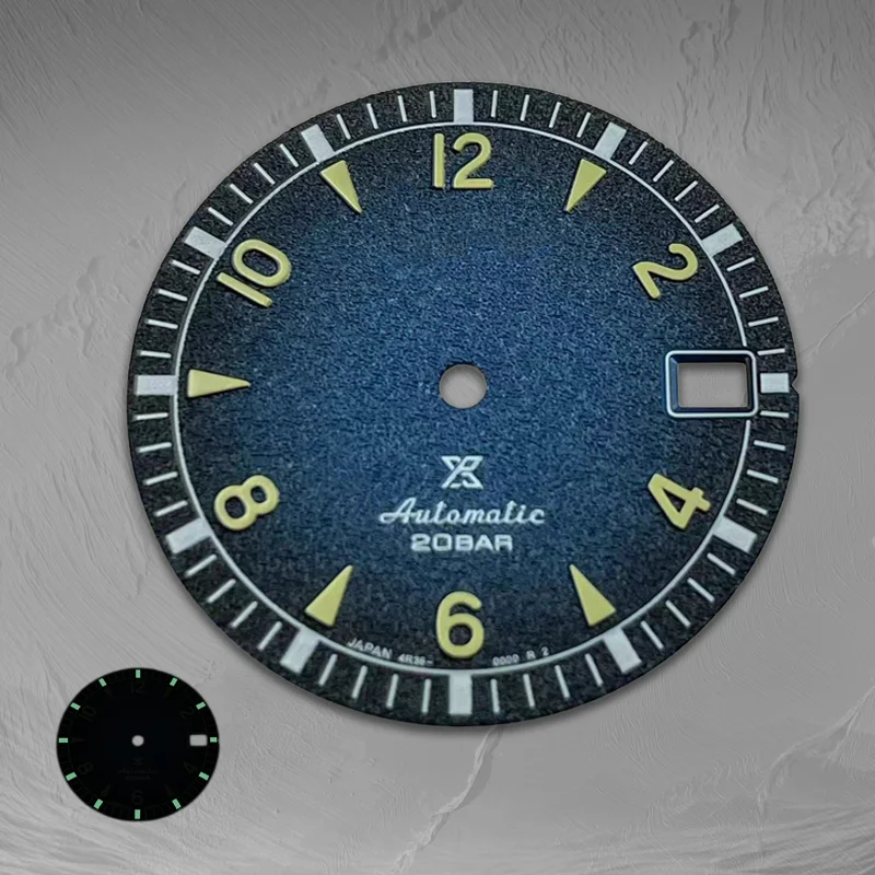NH35 Dial 28.5mm Dial S Dial with Green Luminescence, Suitable for NH35/NH36 Movements, Watch Modification Accessory