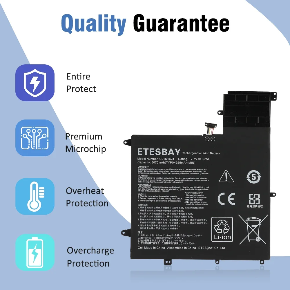 ETESBAY C21N1624 For Asus Q325UA Q325UAR UX370UA-C4061T Q325U-BI7T18 ZenBook Flip S UX370UA UX370UA-1A 1B UX370UA Laptop Battery