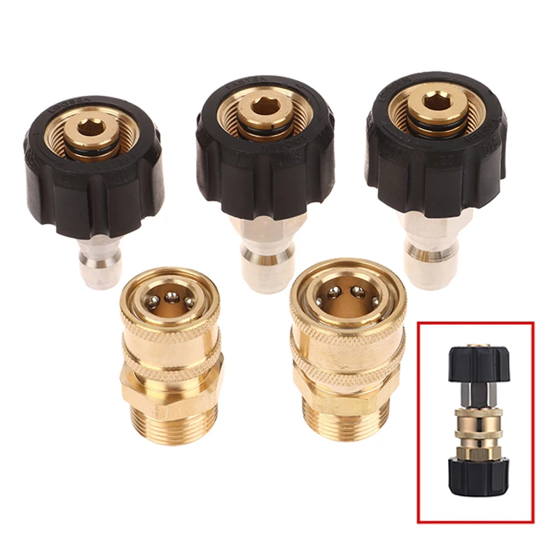

Pressure Washer Adapter Set Couplers Swivel M22-14mm/15mm To 1/4 Quick Hitch For High Pressure Wash Gun & Hose