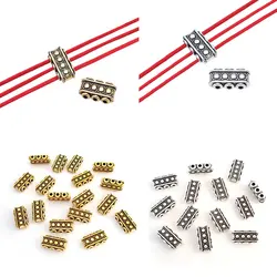 20 x Tibetan Silver/Gold Color 3 Strands Spacer Bar Holes Multi Strand Separators Bars for Jewelry Making Accessories