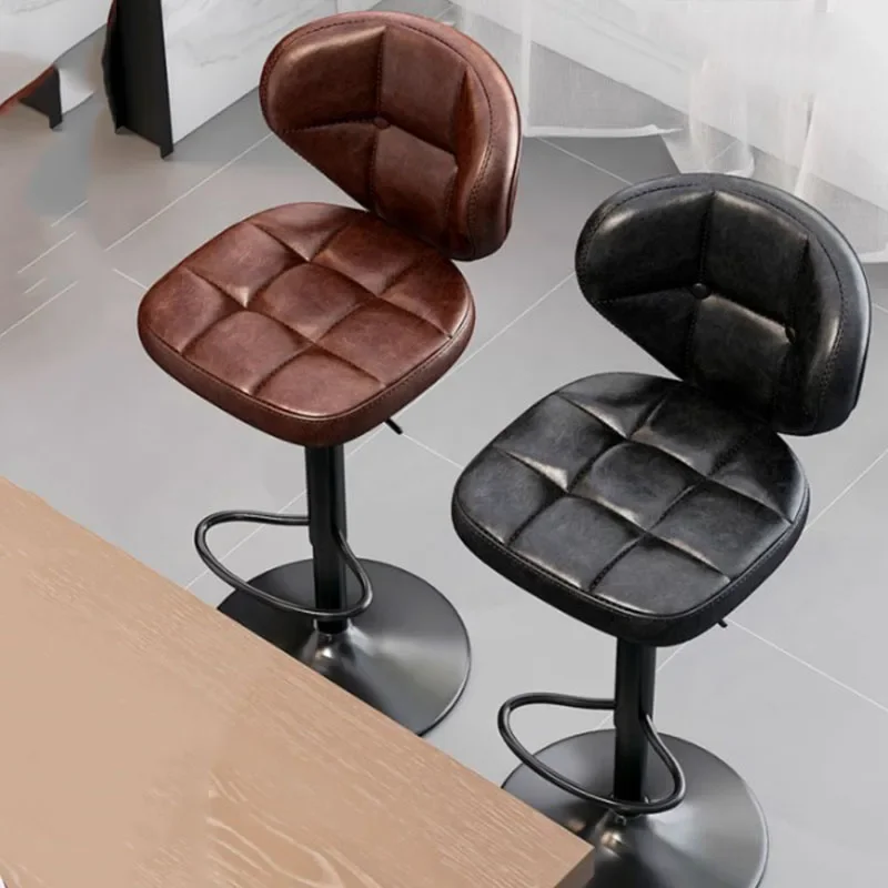 

Adjustable Counter Bar Chairs Stool Modern Design Leather Minimalist Bar Stool Living Room Kitchen Barkrukken Salon Furniture