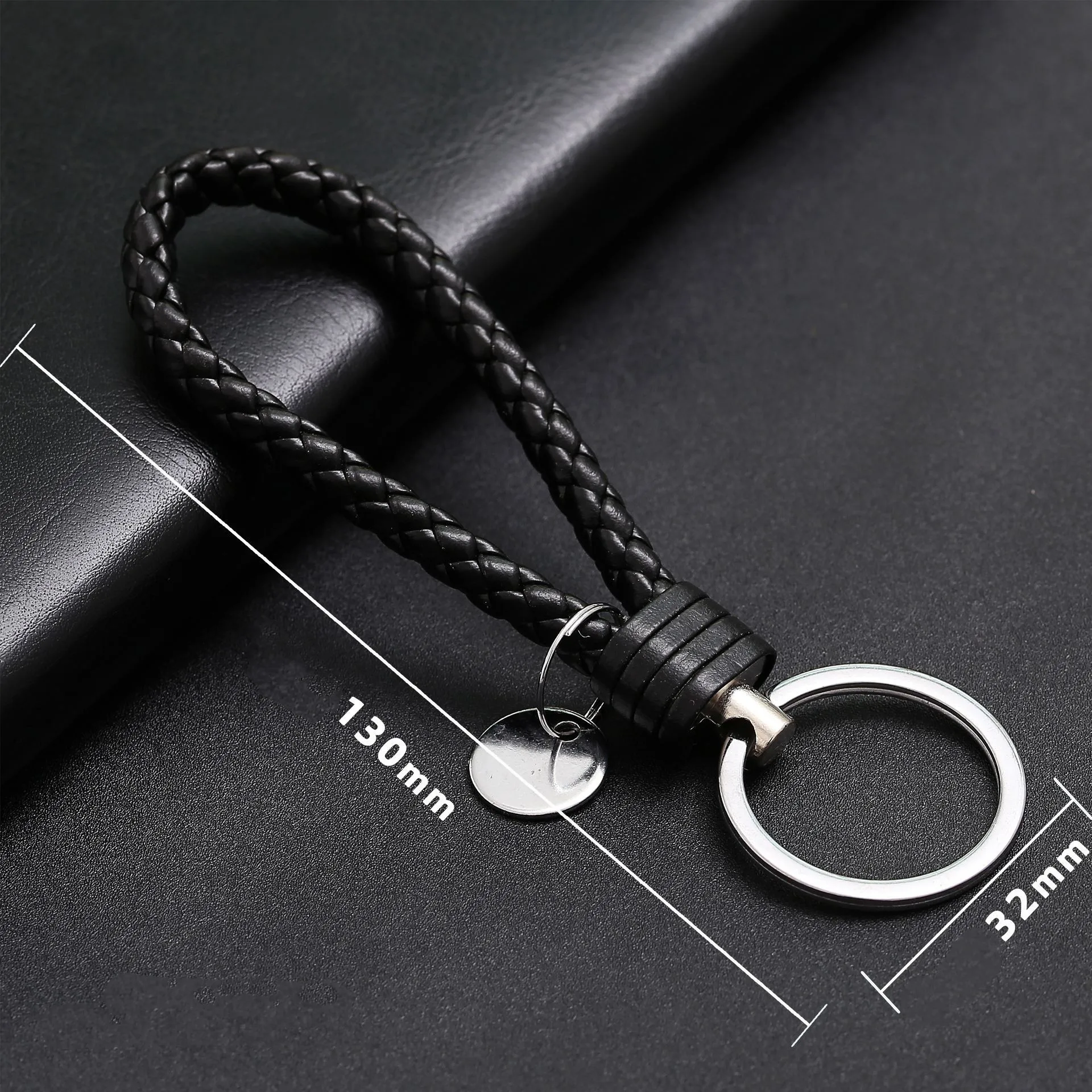 1/5pcs PU Leather Woven Rope Keychain For Men, Car Key Holder Pendant, Handbag Ornaments DIY Key  Keychain