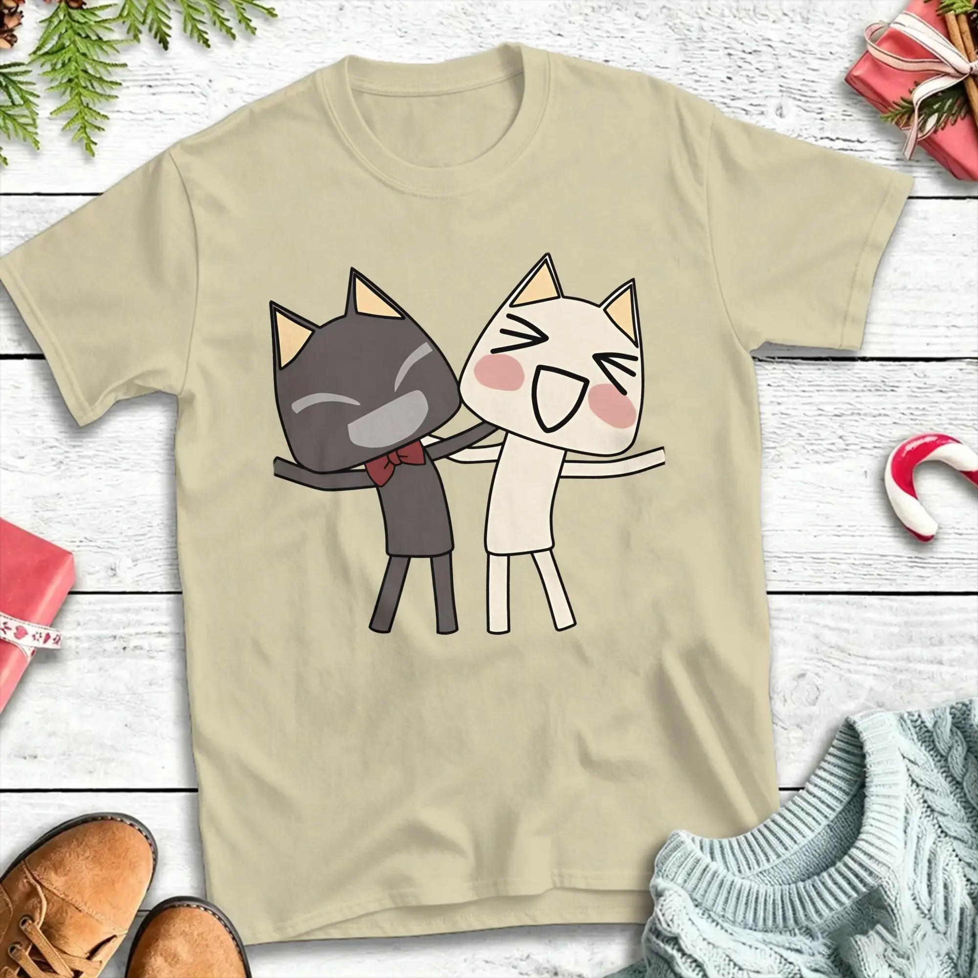 Fashion Kuro and  Toro Inoue Cat T-Shirts for Men Women Round Collar 100% Cotton T Shirt  Short Sleeve Tees 4XL 5XL Clothing