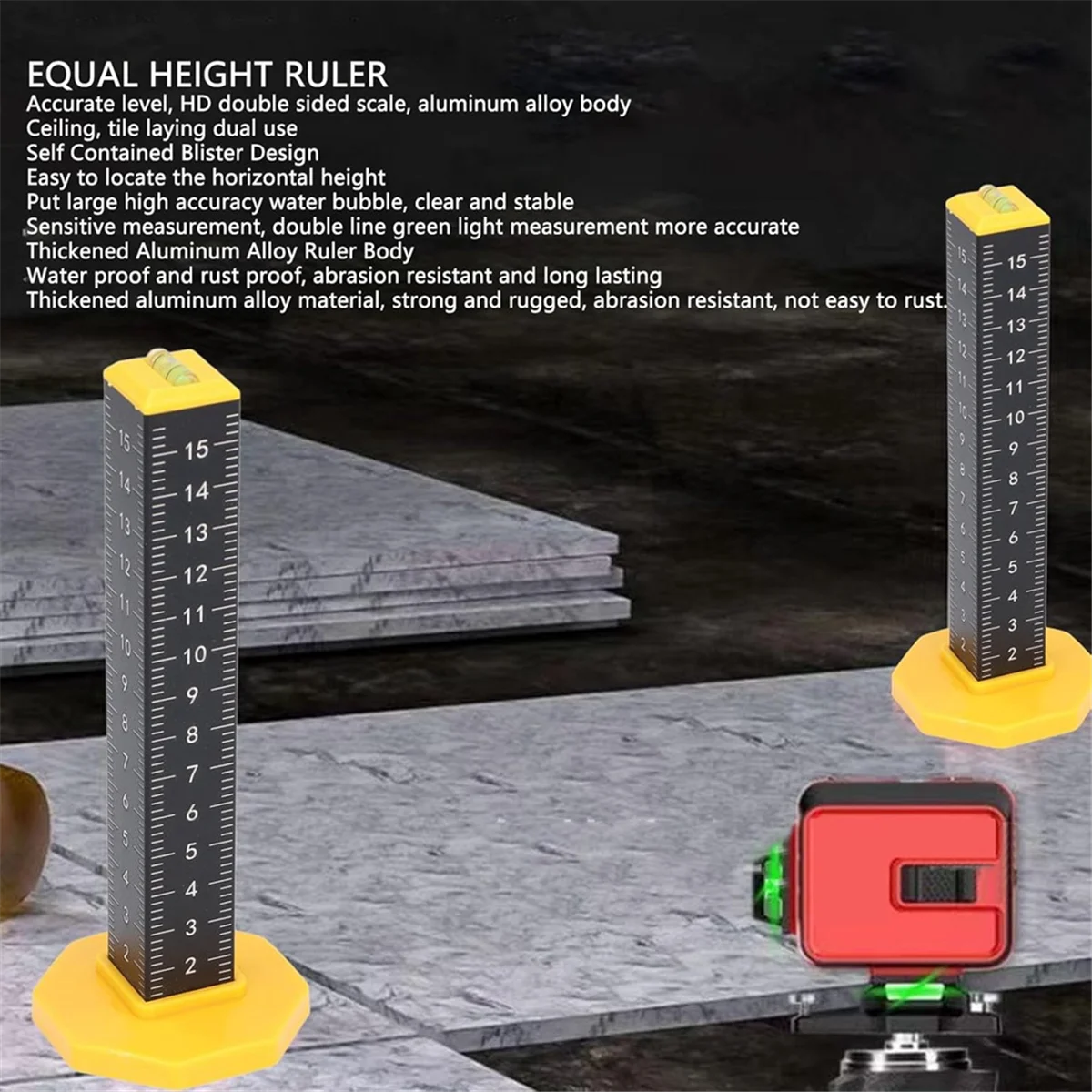 ABJZ スティック壁敷設床タイルツール天井レベリング定規軽量鋼アーティファクト水平バブルレベリング定規 4 個