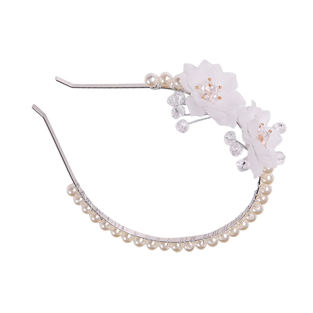 

Pearl Flower Headb Elegant Bride Hair Accessory Comfortable Size Wedding Prom Pearl Headb nament Decorative Hair Tool