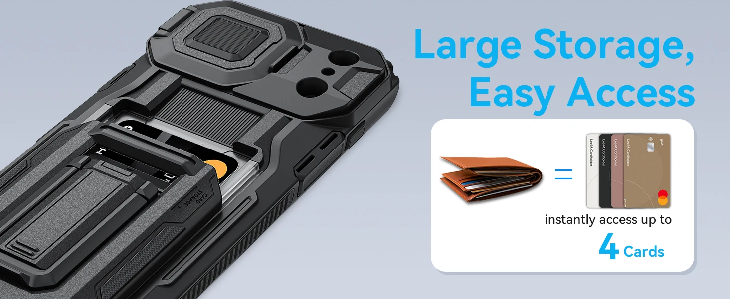 Für iPhone 18 Pro Max iPhone 17 Pro Max Hülle Halbautomatischer Kartenhalter Brieftasche Robuste Ständer-Kameraobjektiv-Handyhülle – Detail 4