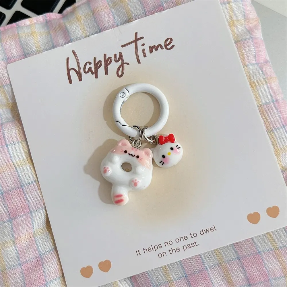 Porte-clés donut de dessin animé mignon pour femmes et filles, porte-clés pendentif Kawaii, accessoires de décoration de sac à dos à la mode, cadeaux drôles