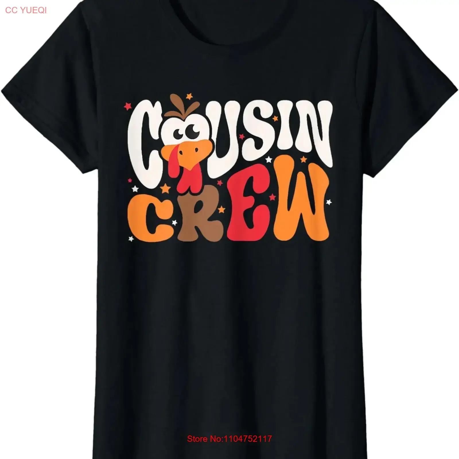 Thanksgiving Cousin Crew Turkey Team Squad Matching Ladies' Crewneck T Shirt long or short sleeves vintage Washed Stretched