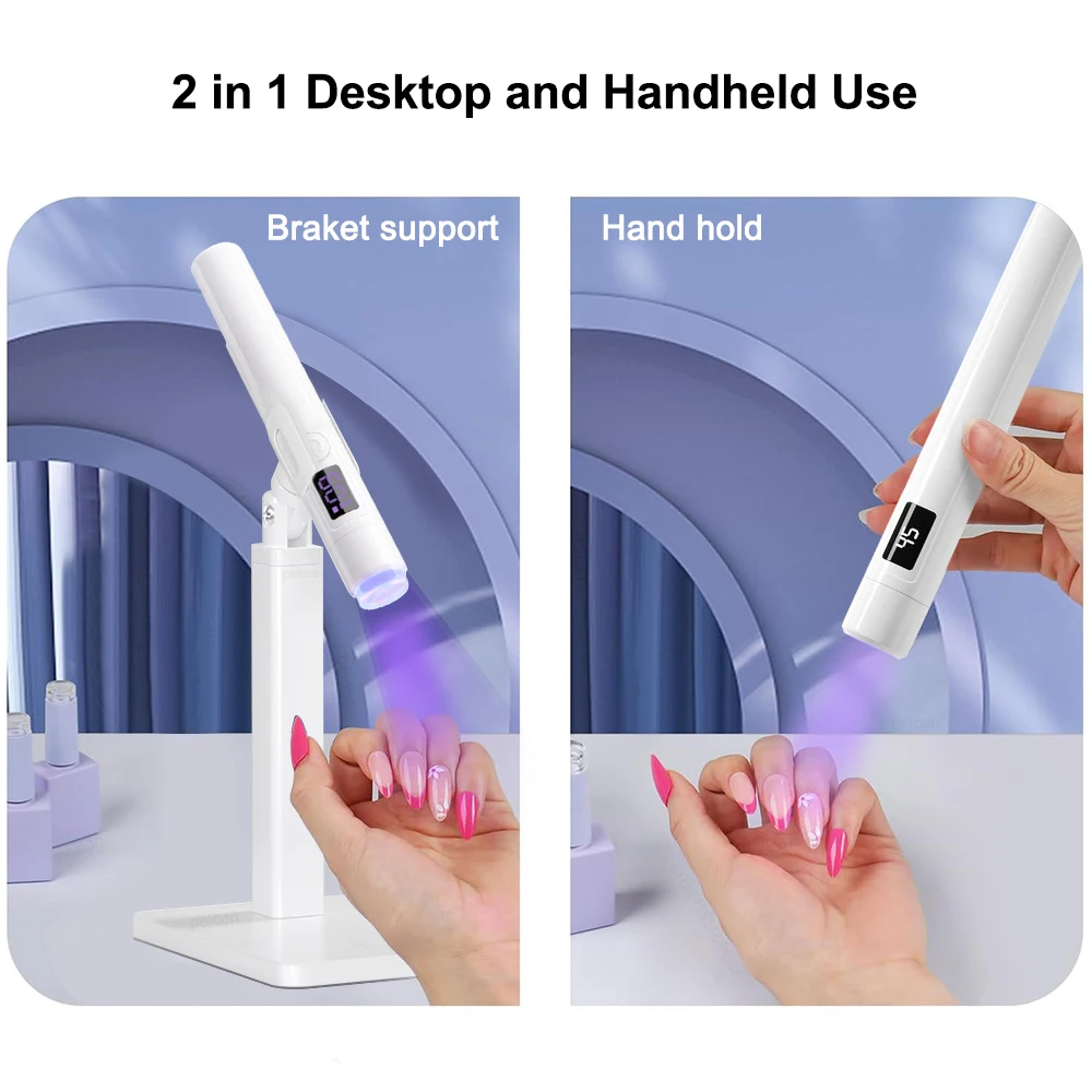 UV LED Nail Lamp Portable Mini Rechargeable UV Nail Lamp Stand Professional Gel Polish Drying Resin Quick for Nails Art Desk