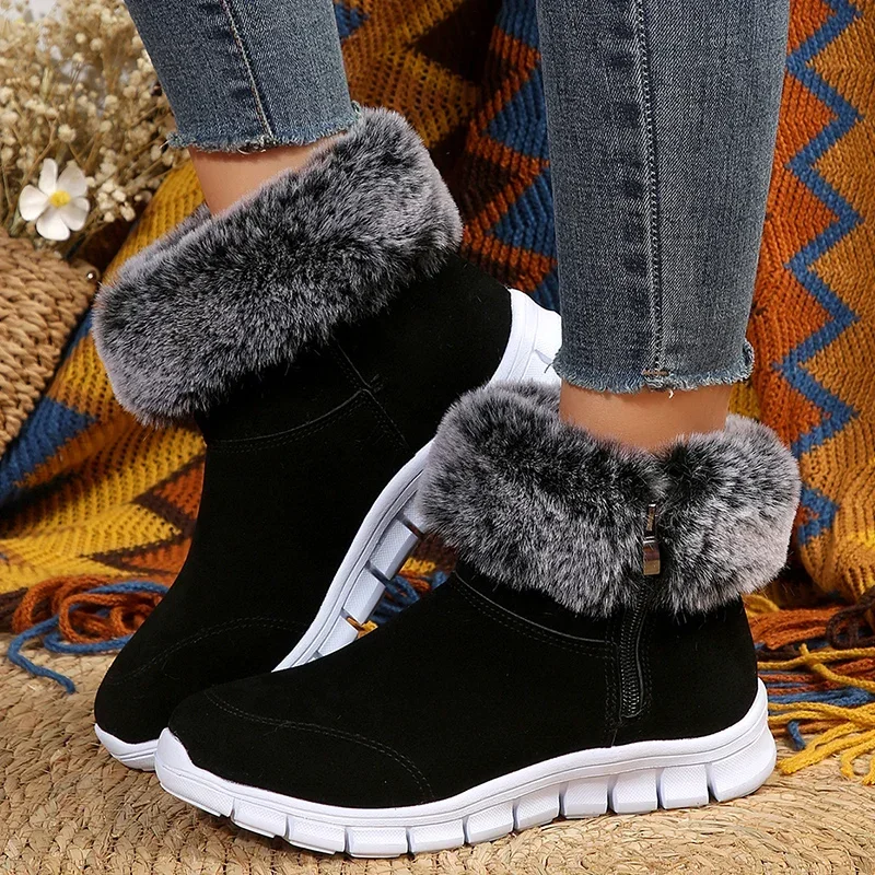 

Winter Women Boots Comfort Fluffy Snow Boots Thick Plush Warm Cotton Shoes Side Zip Warm Women Ankle Boots Botas Invierno Mujer