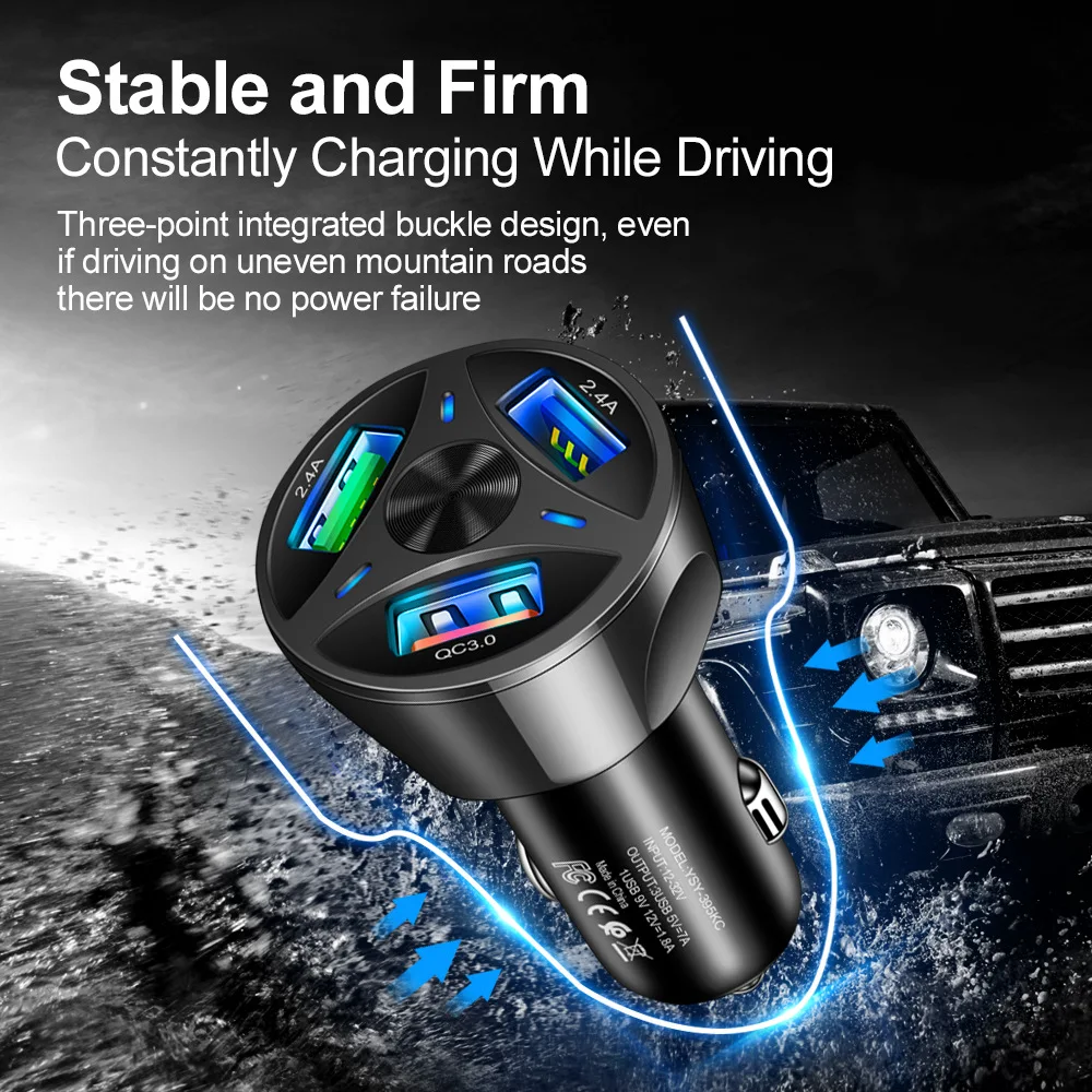 Quick Charge QC3.0 Mini 3 Ports USB Fast Car Charger For iPhone For Huawei Fast Charging Mobile Phone Charger Adapter in Car - view 5