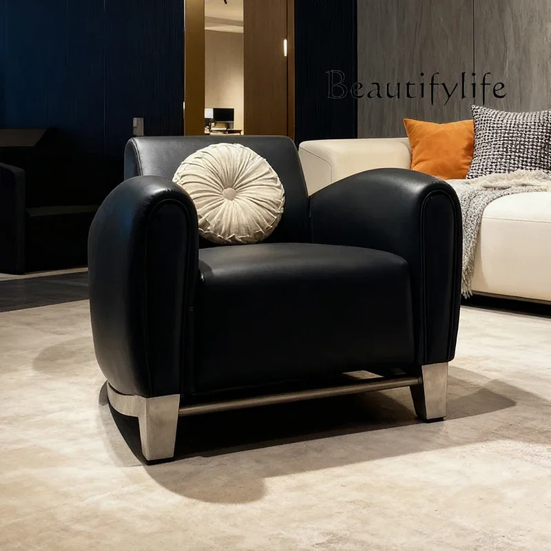 sZNordic light luxury sofa chair single living room simple leisure chair modern leather luxury office negotiation guest chair