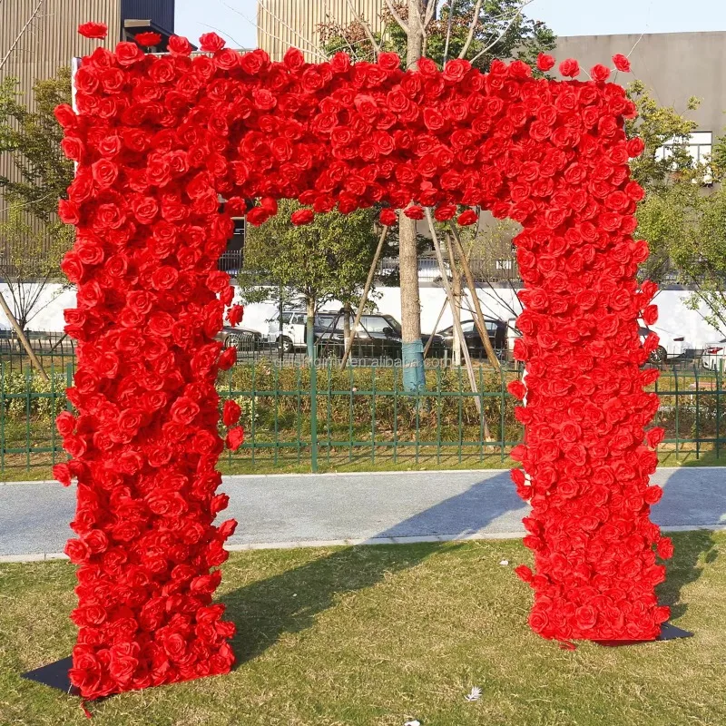

Bridal Bouquet Wholesale Wedding Scene Silk Artificial Red Rose Flower Wall Panel Decoration Customized Preserved Flower Arch