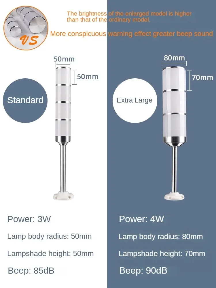 Spia LED in alluminio multistrato da 24 V diametro 80 mm per macchine utensili PNP/NPN cicalino torre lampada indicatore di segnale dell'attrezzatura