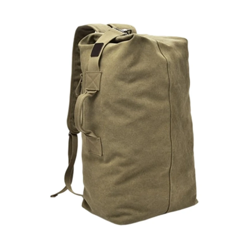 Canvas Bucket Backpack Hiking Bag for Outdoor Travel with Double Carry Option 4XBB