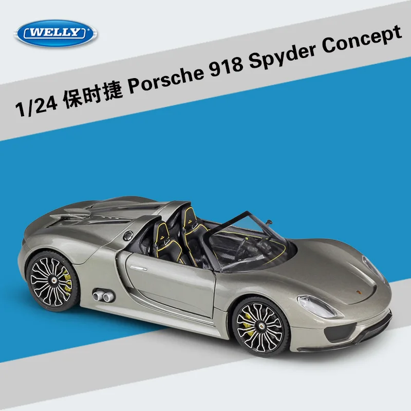 

Масштабная модель WELLY Porsche 918 Spyder 1:24, коллекционная имитация суперкара, идеальный подарок для автолюбителей