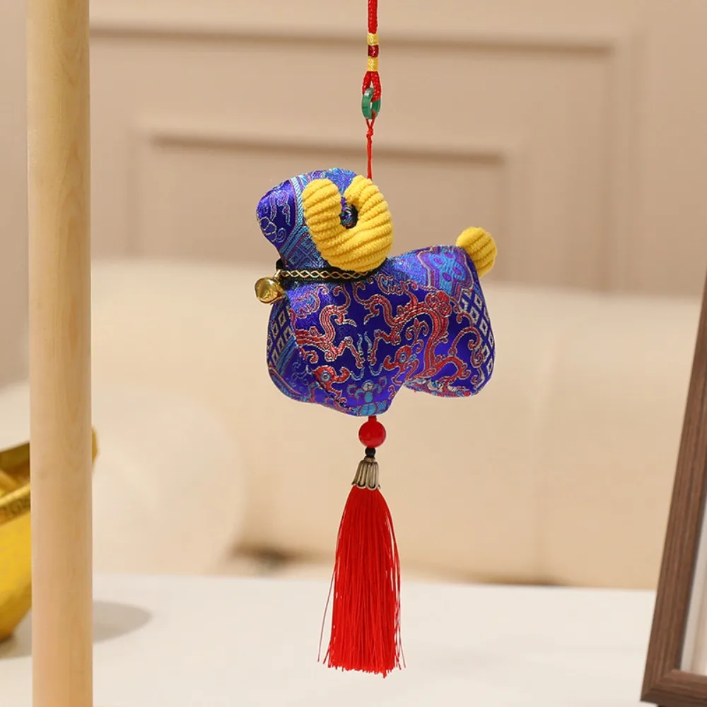 Chinese Zodiac Goat Hanging Ornament With Tassel Kawaii Stuffed Lamb Pendant Traditional Mascot Dolls Backpack Pendant