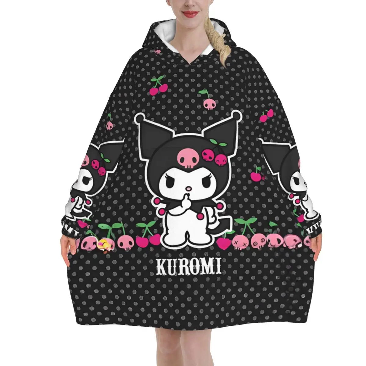 

Милое носимое одеяло с рисунком Куроми для женщин и мужчин, толстовка большого размера, одеяло с карманом