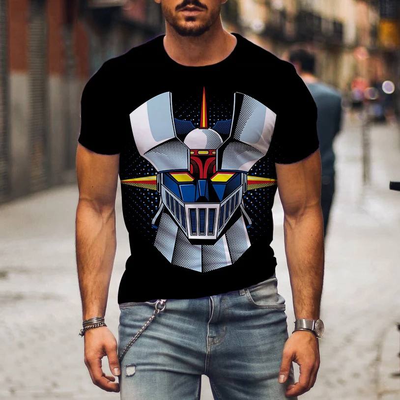 Mazinger Z Anime Robot estampado 3D deporte de secado rápido transpirable hombres camiseta Harajuku calle Casual moda chico ropa de manga corta Top