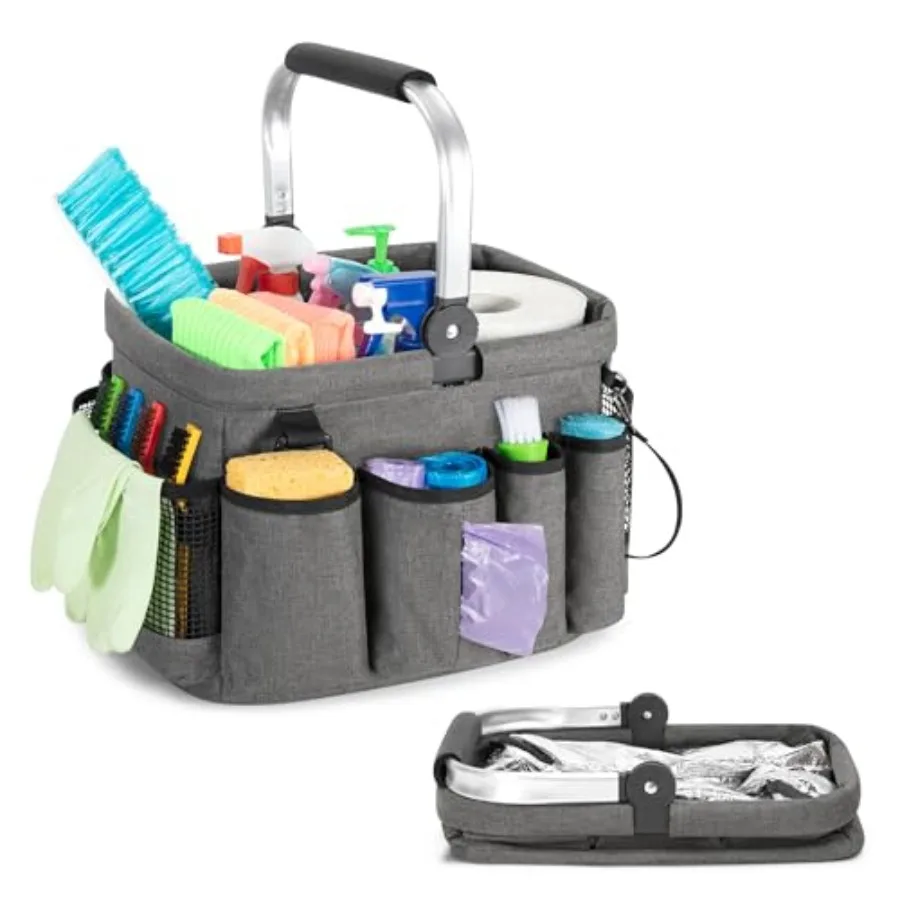 

Cleaning Caddy Organizer with Handle, Cleaning Tote Bag with Multiple Pockets for Cleaning Supplies, Products Storage, Housekee